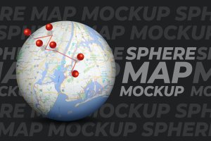 地球仪地图样机模板 Sphere Map Mockup