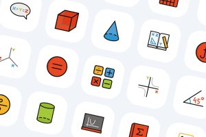 50枚数学符号主题彩色图标矢量素材 50 Math Symbols Icons