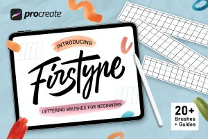 第一型刻字字体框画笔iOS应用程序笔刷 Firstype – Procreate Lettering Brushes