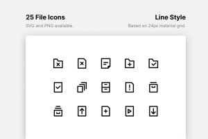 文件元素粗黑线条图标素材 File Line Icons