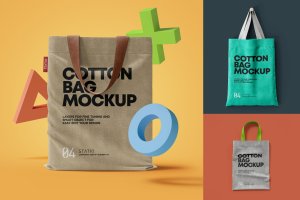 固定式棉布袋品牌设计样机v4 COTTON BAG MOCKUP: Statio pack element 04
