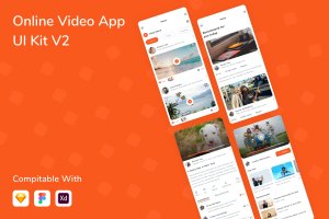 在线视频应用设计UI套件工具合集V.2 Online Video App UI Kit V2