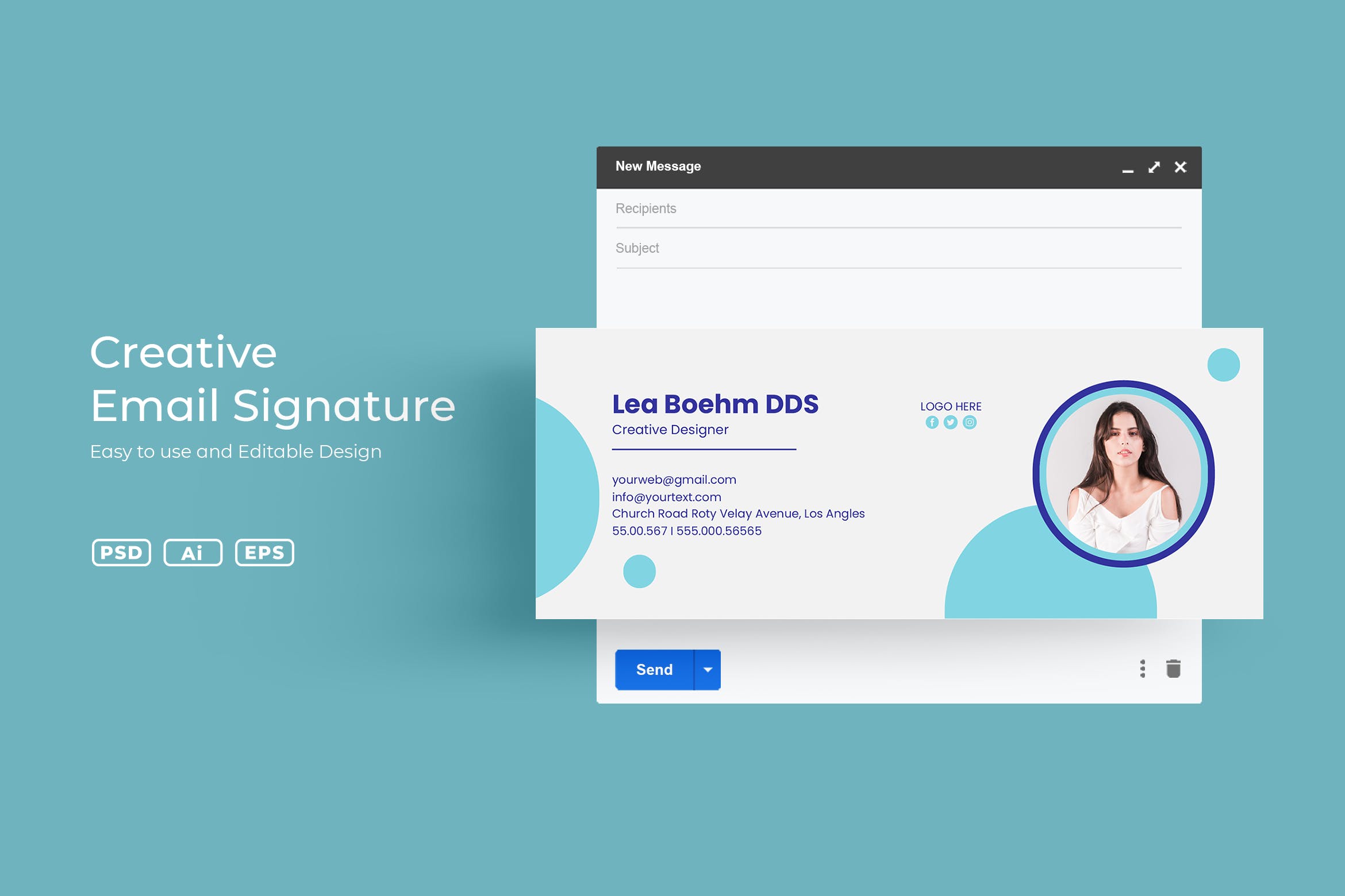 企业创办人电子邮件签名模板 Email Signature – 设计小咖
