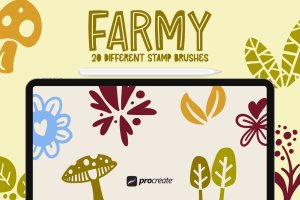 20个农场植物元素Procreate印章笔刷 Farmy – 20 Procreate Stamp Brush