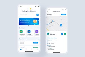 物流查询移动App应用UI概念套件v2 Parcel tracking mobile app concept