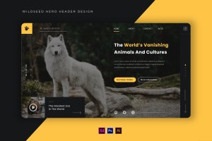 野生动物主题网站页面用户界面UI套件 Wildseed | Hero Header