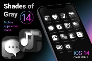灰色阴影风格iOS 14 App图标 iOS 14 App Icons | shades of gray