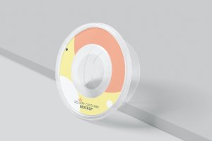 圆形塑料容器标签设计样机图素材 Round Plastic Container Label Mockups