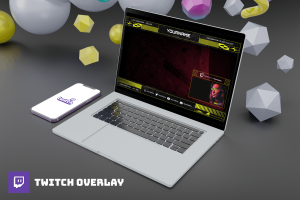 Twitch游戏流媒体视频平台界面框图层设计模板v2 Yellowcube – Twitch Overlay Template