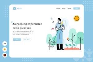 园艺种植主题网页头部插画设计素材 Enjoy Gardening – Website Header – Illustration