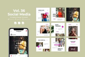 时尚夏季服装销售社交媒体套件v36 Fashion Social Media Kit Vol. 36