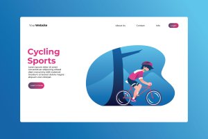 自行车运动主题网站着陆页插画设计 Cycling Sports