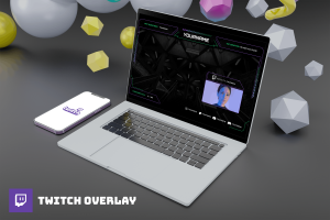 Twitch游戏流媒体视频平台界面框图层设计模板v6 Spacetron – Twitch Overlay Template