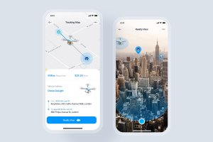 无人机快递移动App应用UI概念套件 Drone Parcel mobile app concept