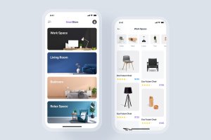 家具商城移动App应用UI概念套件v2 Furniture mobile app concept