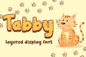 卡通3D效果虎斑纹理字体家族 Tabby – Display Font