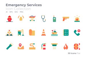 紧急服务主题彩色图标矢量素材 Emergency Service Color Icon