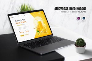 鲜美果汁饮料商户网站装修设计UI工具包 Juicyness Hero Header