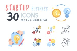30个业务启动主题矢量图标集 30 Startup Business icon set