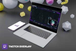Twitch游戏流媒体视频平台界面框图层设计模板v1 zednotron – Twitch Overlay Template