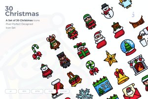 30枚圣诞节矢量图标集 30 Christmas Icons