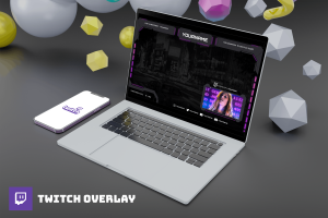 紫蓝色调炫彩叠加Twitch社交模板背景 Purplepunk – Twitch Overlay Template