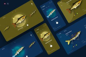 户外钓鱼鱼饵产品商务网站页面PSD模板 Fisho – Fishing bait store ecommerce template