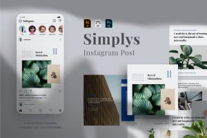 极简主义Instagram社交媒体帖子配图设计模板v3 Simplys social media post 03