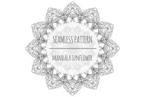 曼陀罗向日葵无缝图案矢量素材 Mandala Sunflower – Seamless Pattern