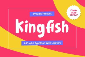 手绘粗黑马克笔艺术字体设计 Kingfish