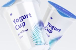 150克酸奶杯包装特写样机 150 g Yogurt Cups Mockup, Close-Up