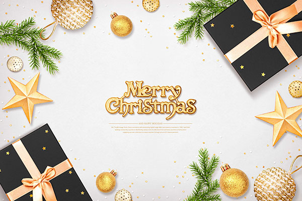 金色装饰元素圣诞活动主题海报设计素材