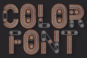 3D木块轮轴拼装图案无衬线字体 Creator – Color SVG Font