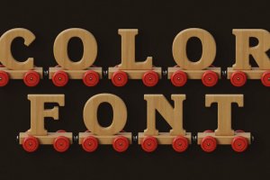 3D彩色木制火车装饰英文衬线字体 Wooden Train – Color SVG Font