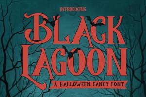 恐怖蝙蝠万圣节花式艺术字体 BlackLagoon – Halloween Fancy Font