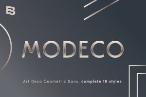 现代几何金属质感无衬线字体 Modeco