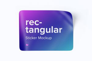 矩形贴纸标签设计前视图样机 Rectangular Sticker Mockup, Front View