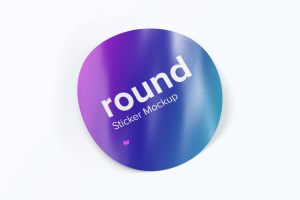 圆形贴纸标签设计顶视图样机 Round Sticker Mockup, Top View