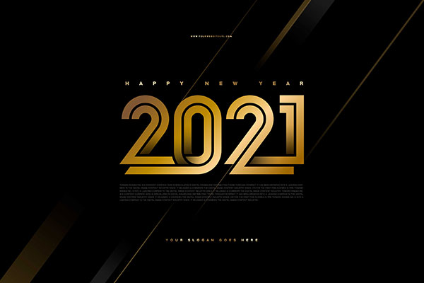 抽象2021金色线条字海报Banner设计素材