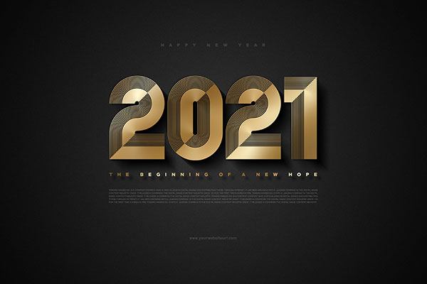 黑金风格2021年新年主题Banner设计韩国素材