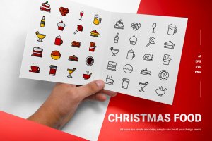 20个圣诞食品图标 Christmas Food – Icons