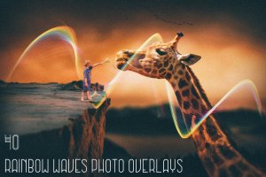 40款高清彩虹光线效果照片叠层 40 Rainbow Waves Photo Overlays