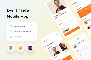 搜索引擎APP移动应用UI界面 Event Finder Mobile App