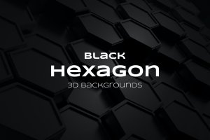 黑色蜂窝六边形背景素材 Black Hexagon Backgrounds