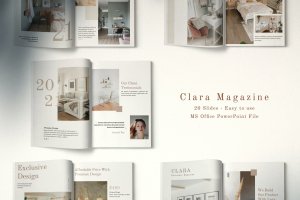温馨家居极简主义杂志效果幻灯片模板 Clara Minimalist Magazine Layout Powerpoint