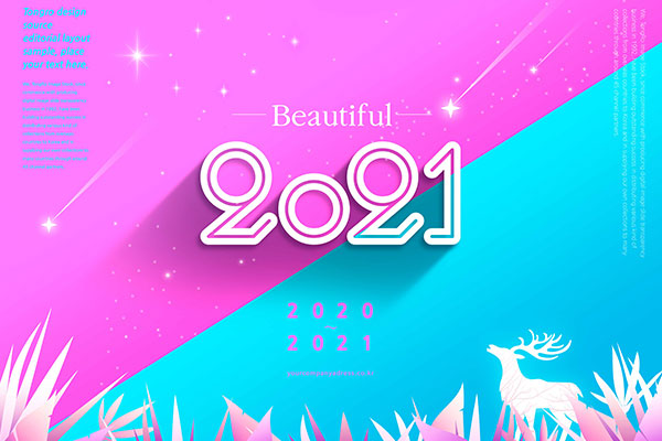 双色风格2021新年海报设计