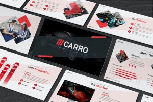 红色汽车主题PowerPoint幻灯片模板 Carro – Automotive Powerpoint Template