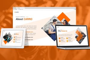 橙色汽车主题谷歌幻灯片模板下载 Carro – Automotive Google Slides Template