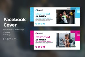 健身俱乐部Facebook封面Banner设计模板 Gym and Fitness Facebook Cover