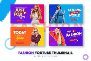 服装时尚频道Youtube缩略图设计模板 Fashion Youtube Thumbnail Template